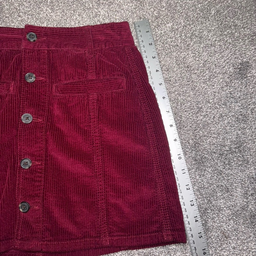 American Eagle Burgundy Red High-Rise A-Line Silhouette Corduroy Skirt Size 0 - Picture 5 of 8